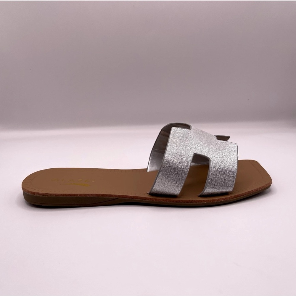 Silver Slide Sandals
